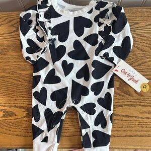 Cat & Jack Black Heart Patterned Baby Romper